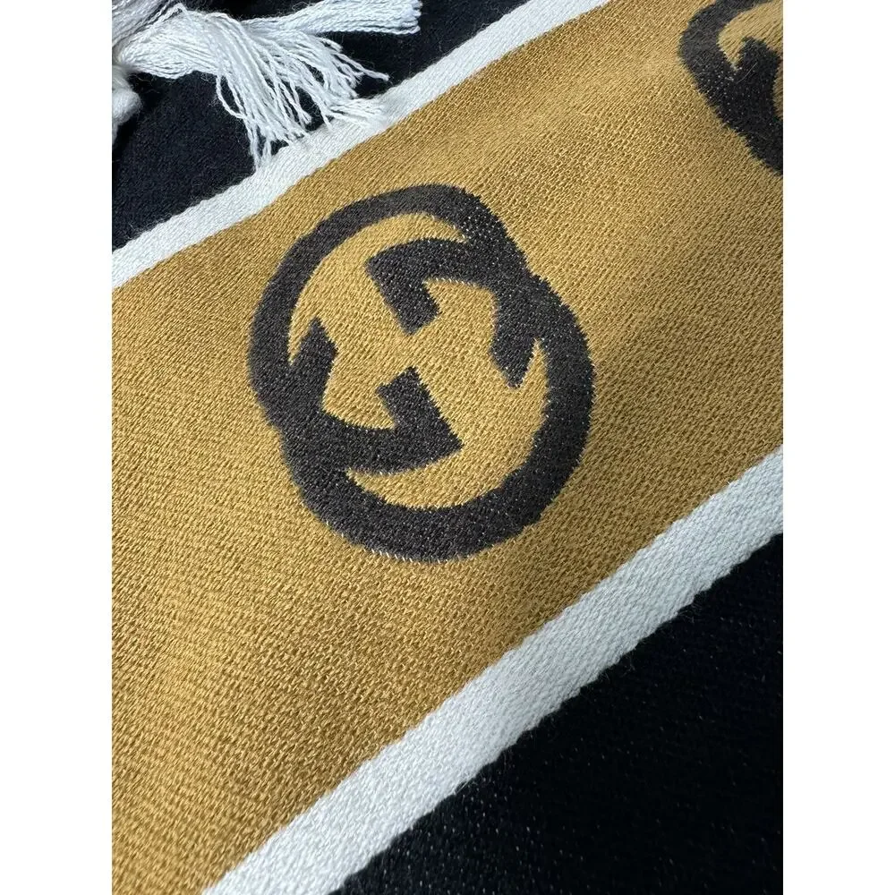EUC Gucci Unisex GG-Jacquard Monogram Striped Wool Scarf